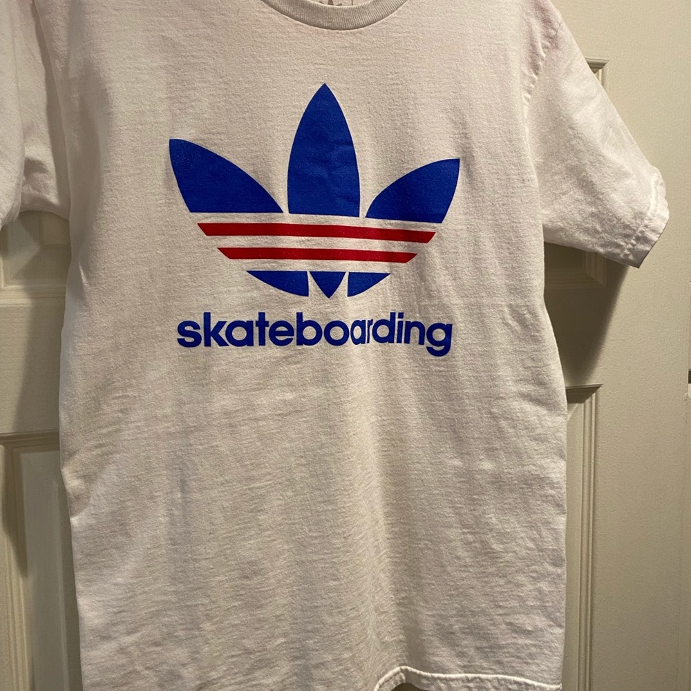 Gently worn Adidas Skateboarding tee - Red + Blue